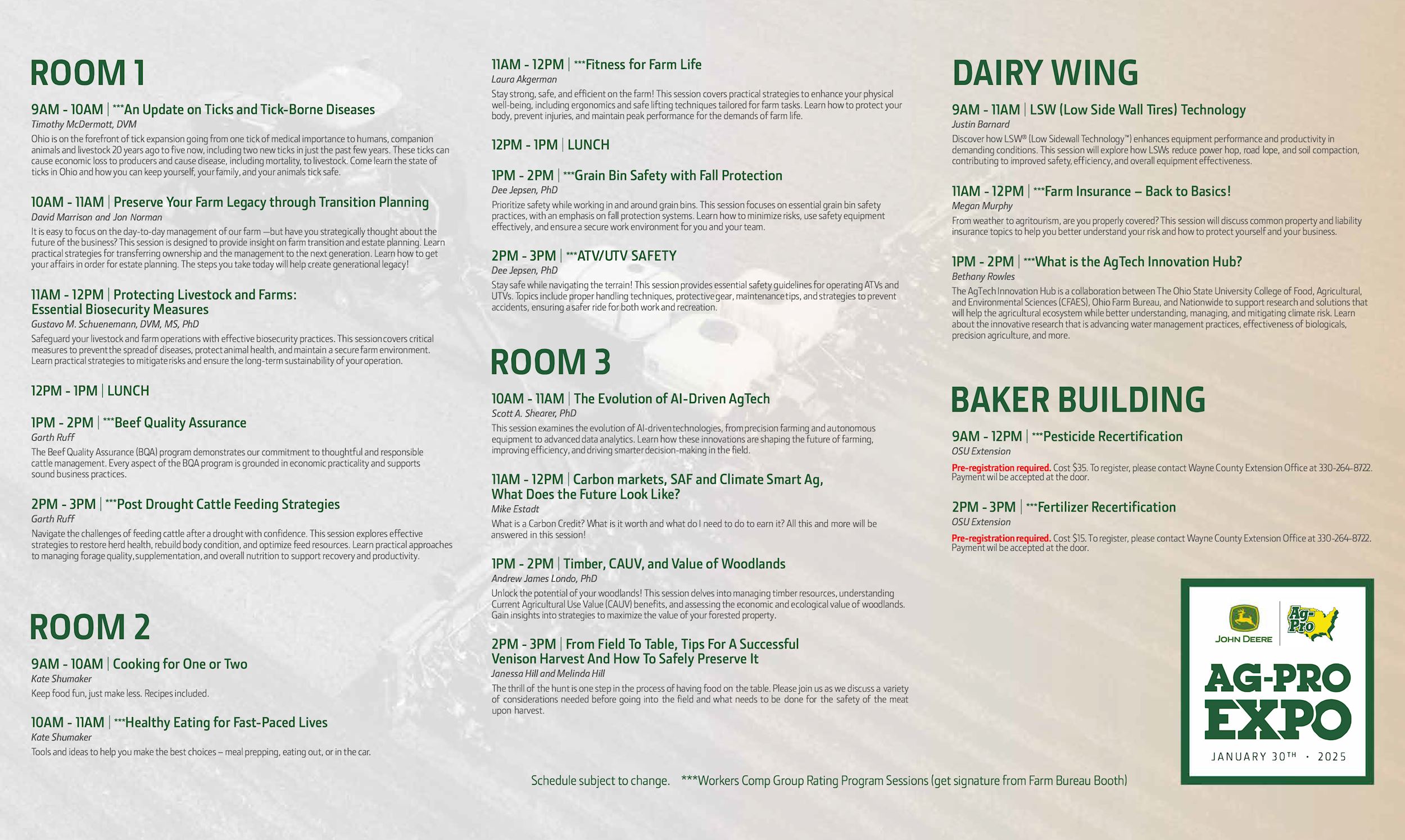 expo schedule