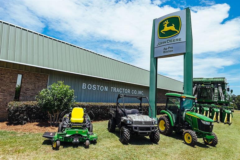 John Deere equipment is shown lined up outside an Ag-Pro location in Boston, GA.