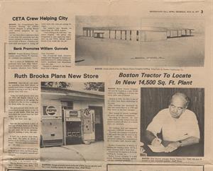 Newspaper image announcing Boston Tractor Co. relocating to serve a larger ag customer base.