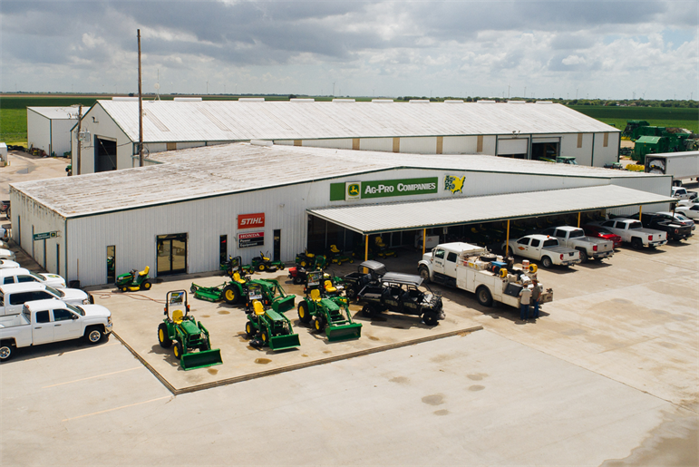 An Ag-Pro location in TX is pictured. It was formerly part of South Texas Implement Company.